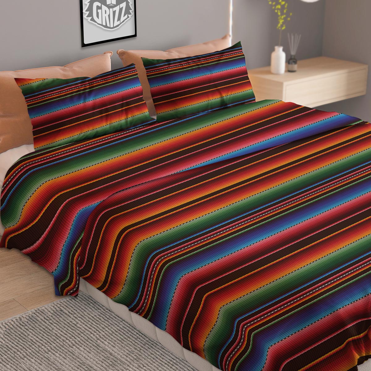 Blanket Stripe Tribal Mexican Print Duvet Cover Bedding Set