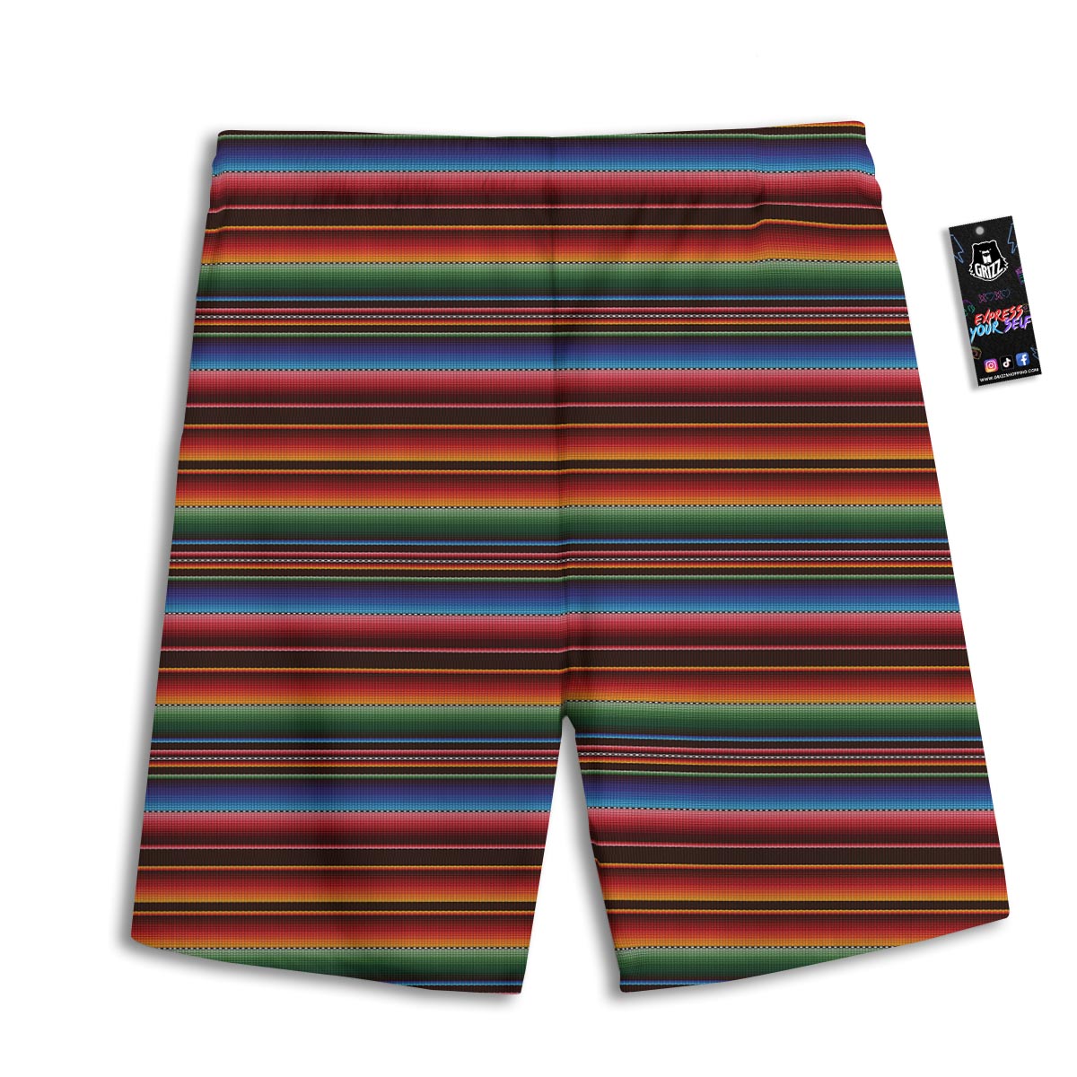 Blanket Stripe Tribal Mexican Print Men's Athletic Shorts