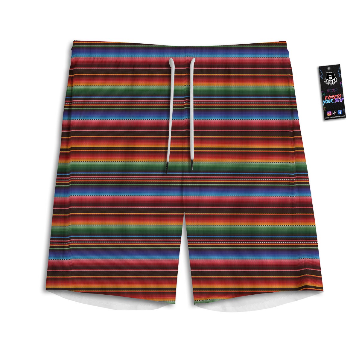 Blanket Stripe Tribal Mexican Print Men's Athletic Shorts