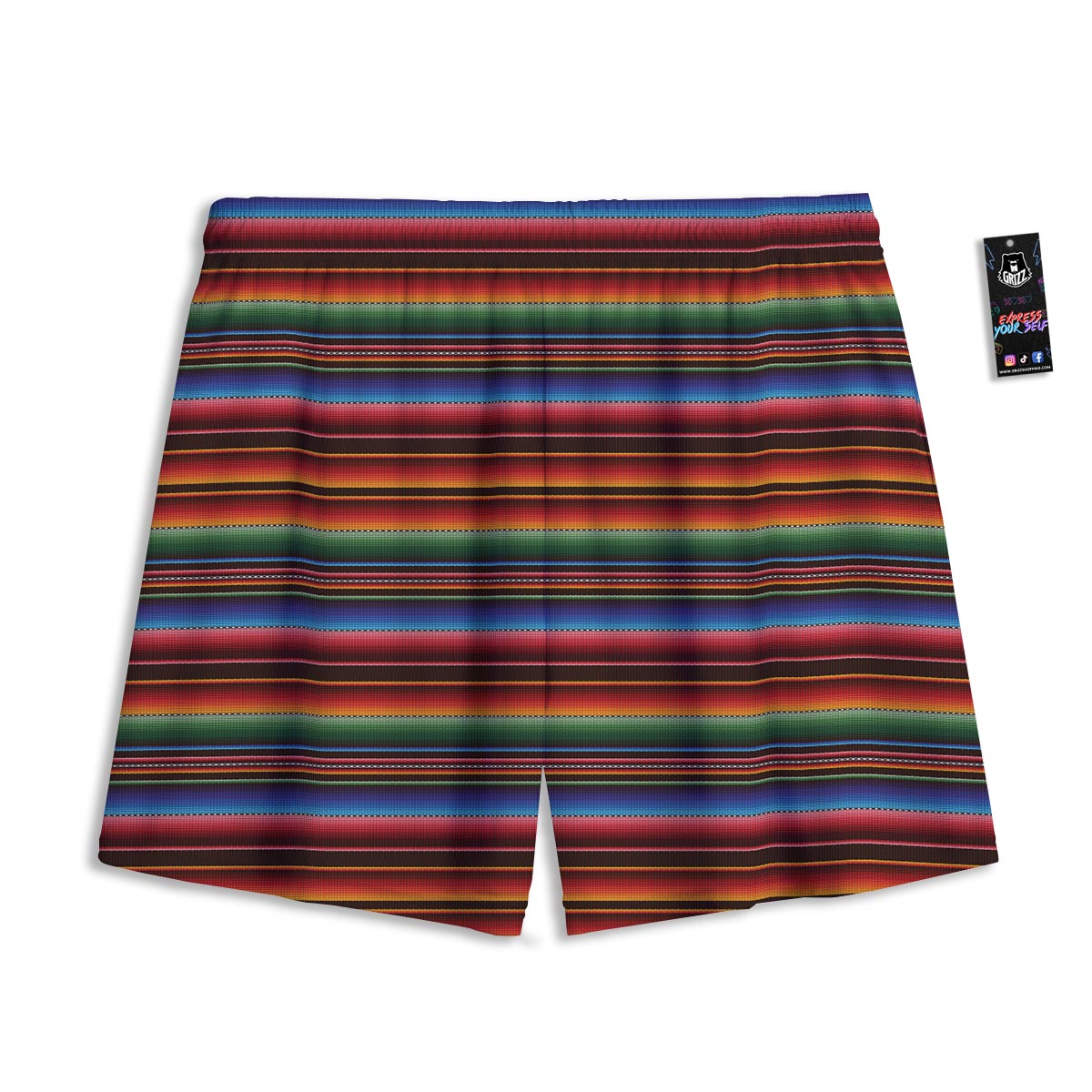 Blanket Stripe Tribal Mexican Print Mesh Shorts