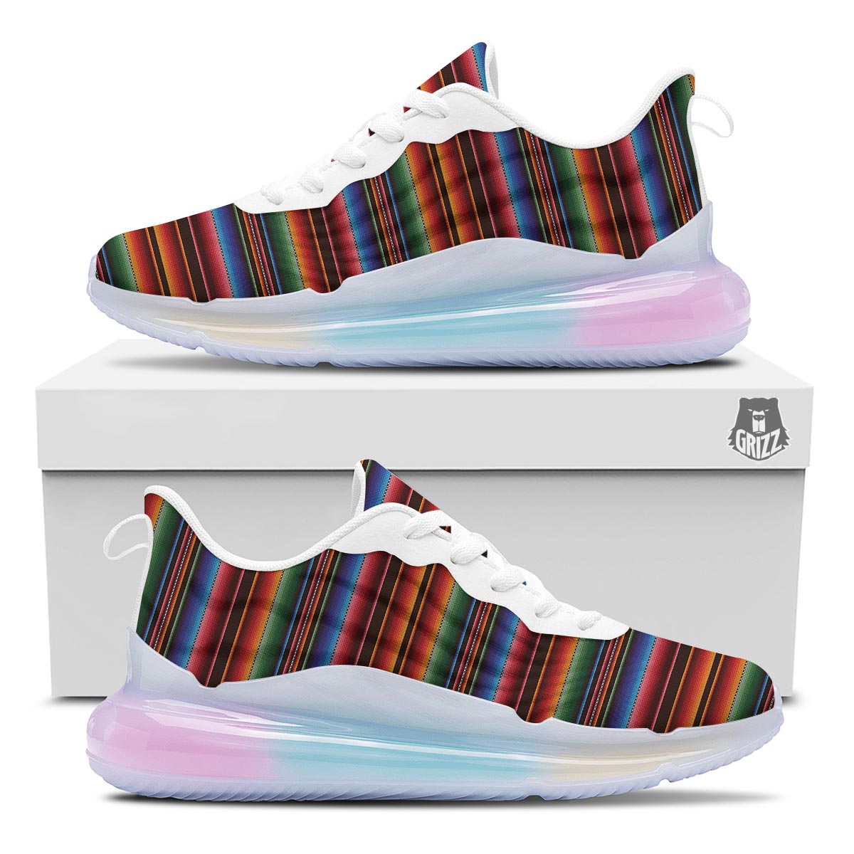 Blanket Stripe Tribal Mexican Print Running Sneakers-grizzshop