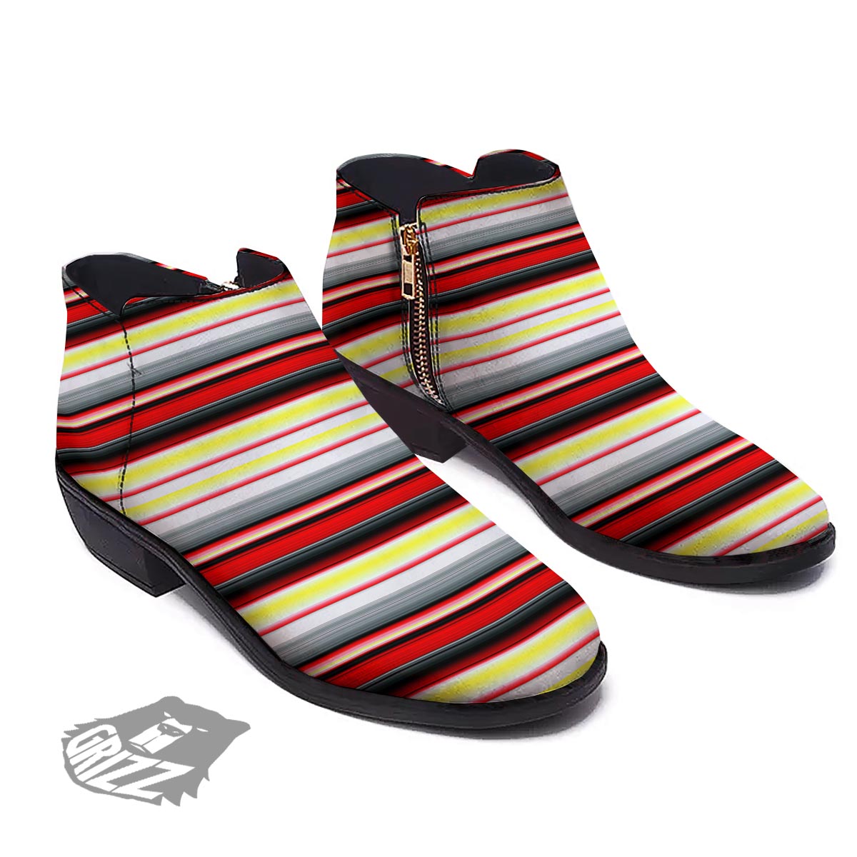 Blanket Stripe Tribal Serape Print Pattern Ankle Boots-grizzshop