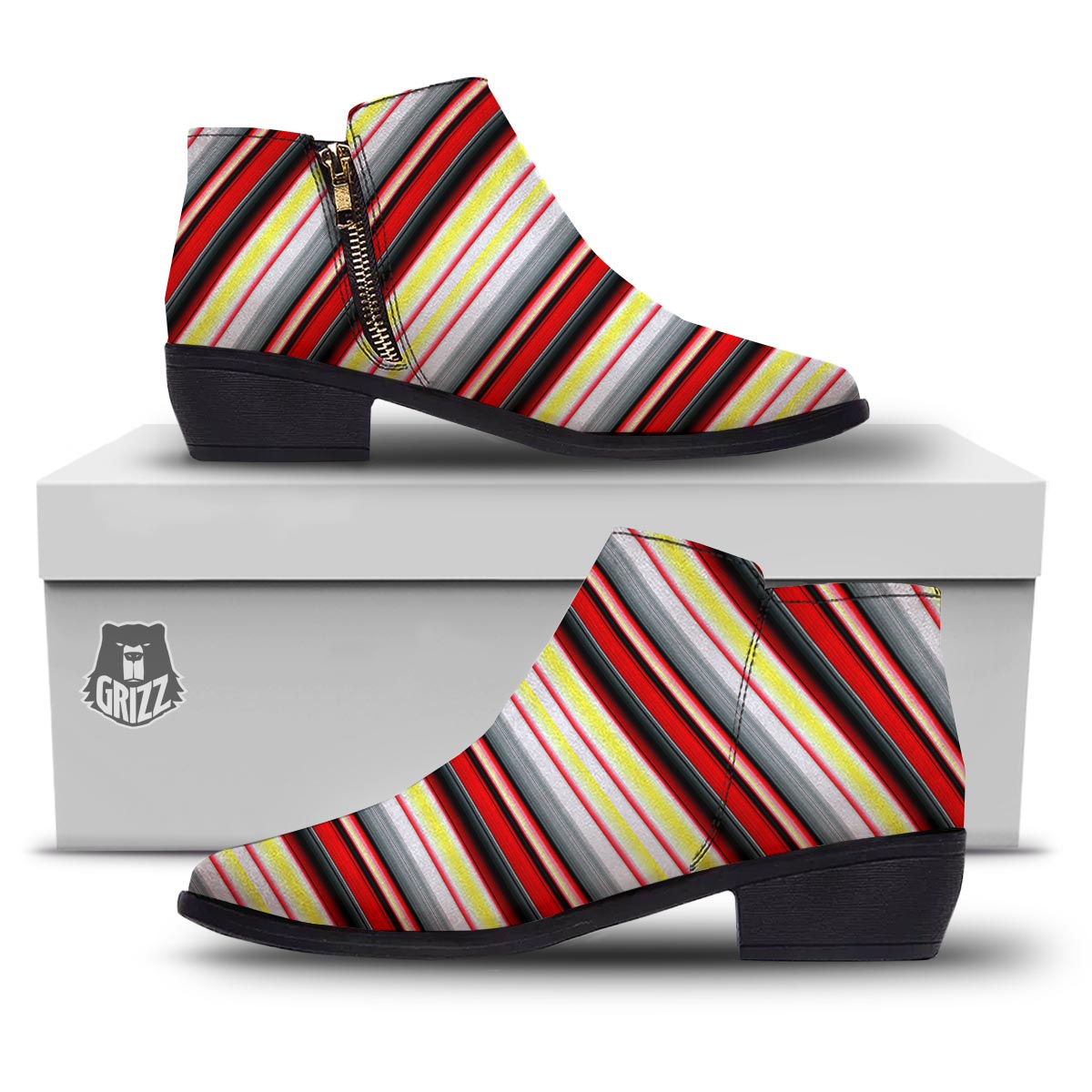 Blanket Stripe Tribal Serape Print Pattern Ankle Boots-grizzshop