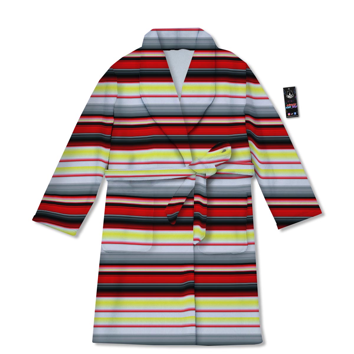 Blanket Stripe Tribal Serape Print Pattern Bathrobe-grizzshop