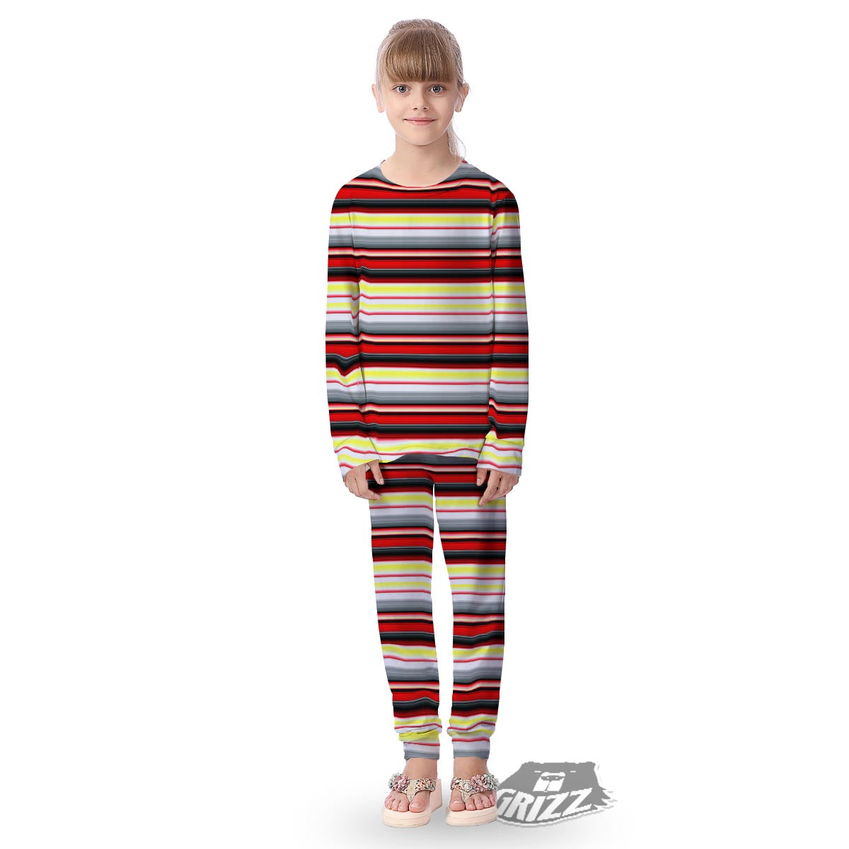 Blanket Stripe Tribal Serape Print Pattern Kid's Pajamas-grizzshop