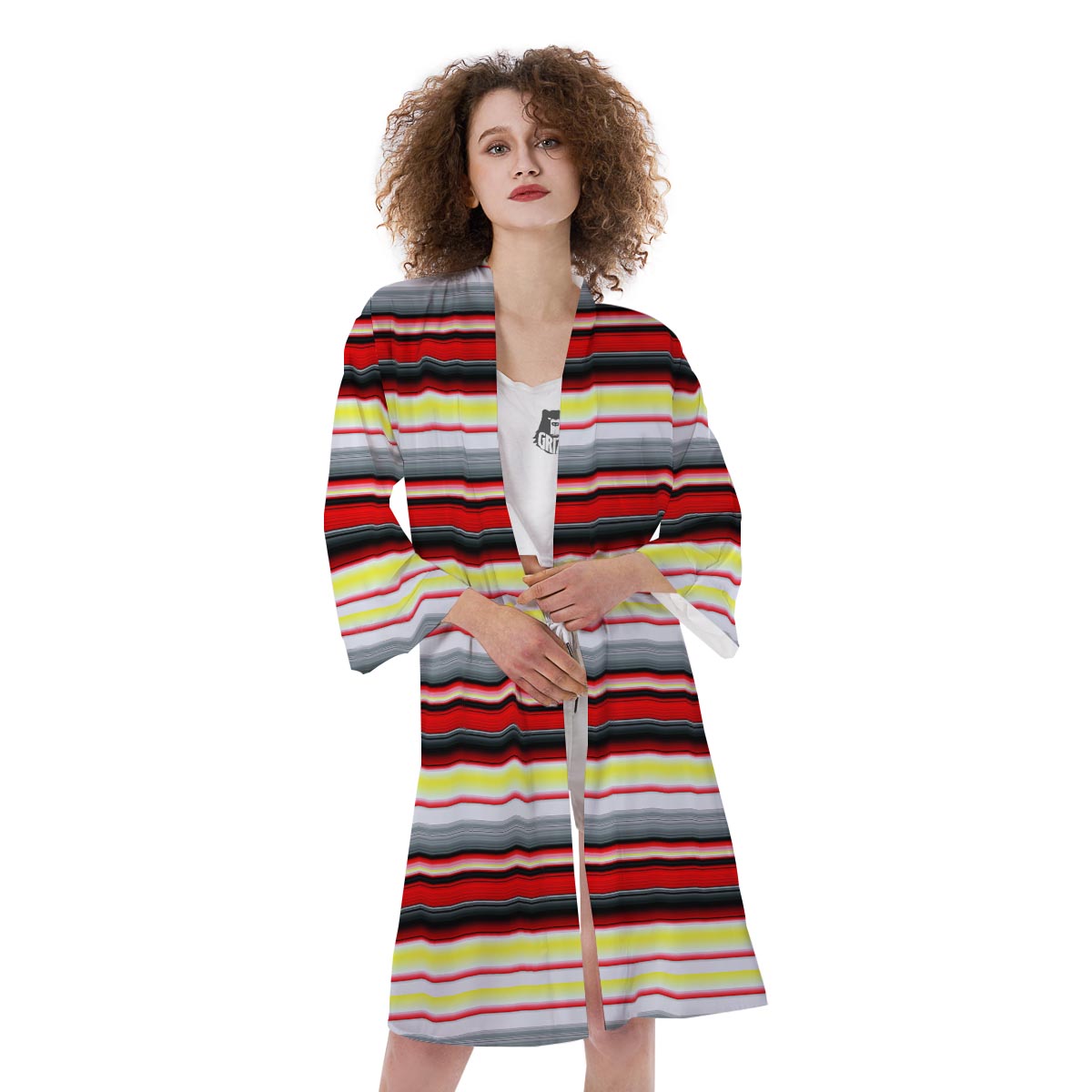 Blanket Stripe Tribal Serape Print Pattern Kimono-grizzshop