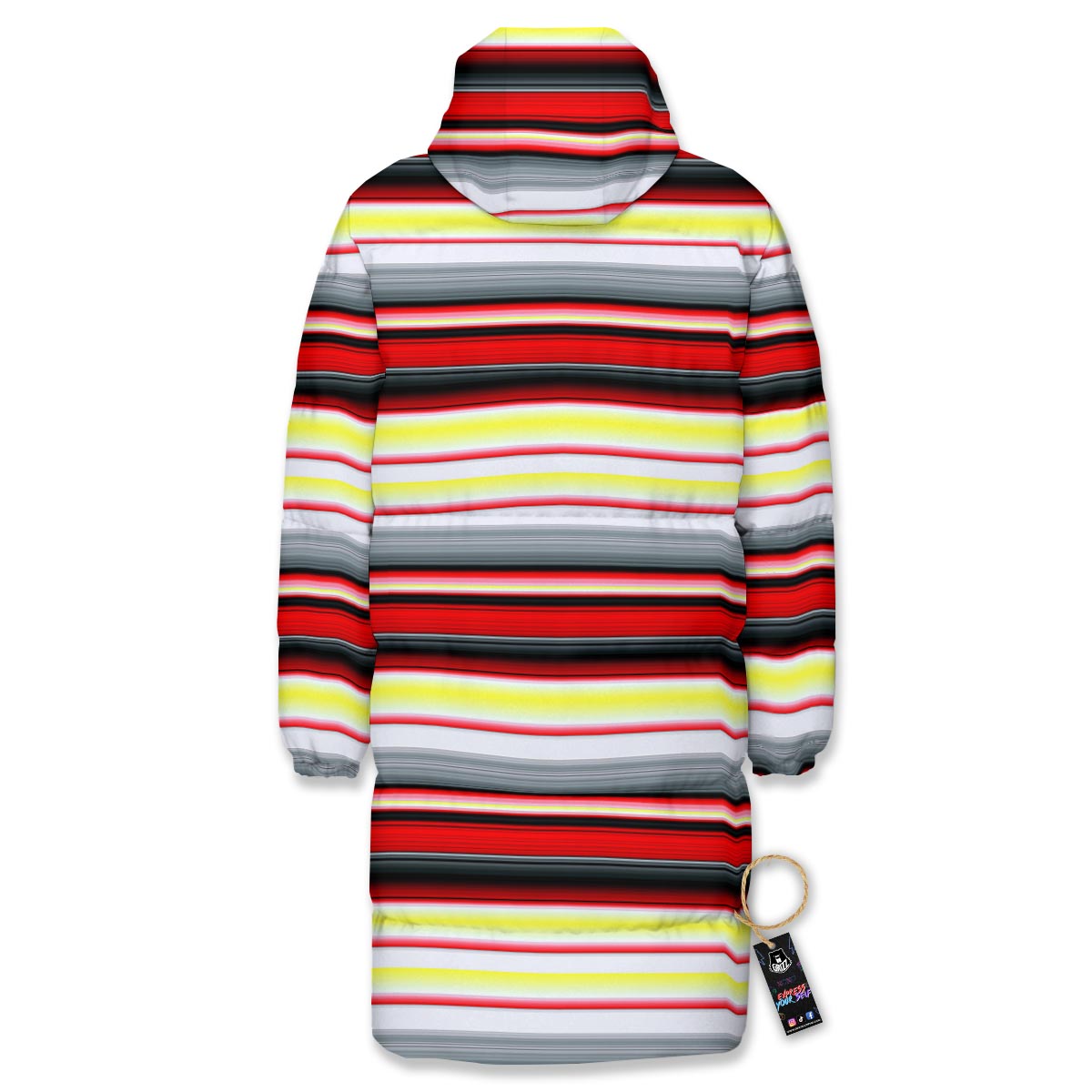 Blanket Stripe Tribal Serape Print Pattern Long Down Jacket-grizzshop