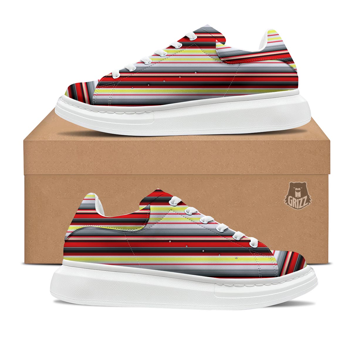Blanket Stripe Tribal Serape Print Pattern Platform Shoes-grizzshop