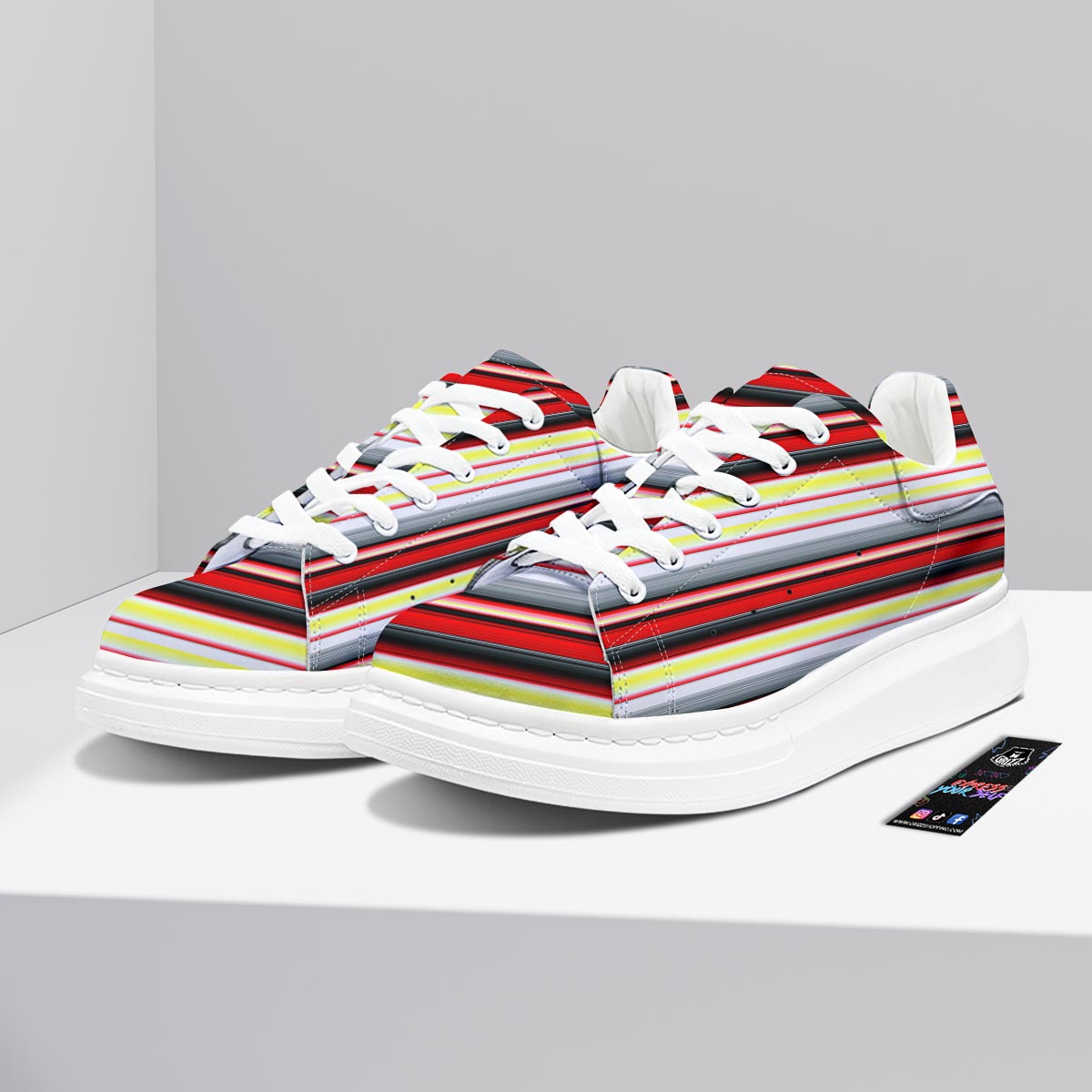 Blanket Stripe Tribal Serape Print Pattern Platform Shoes-grizzshop