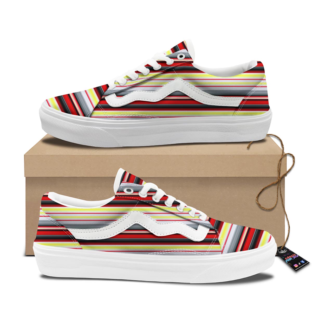 Blanket Stripe Tribal Serape Print Pattern Skate Shoes-grizzshop