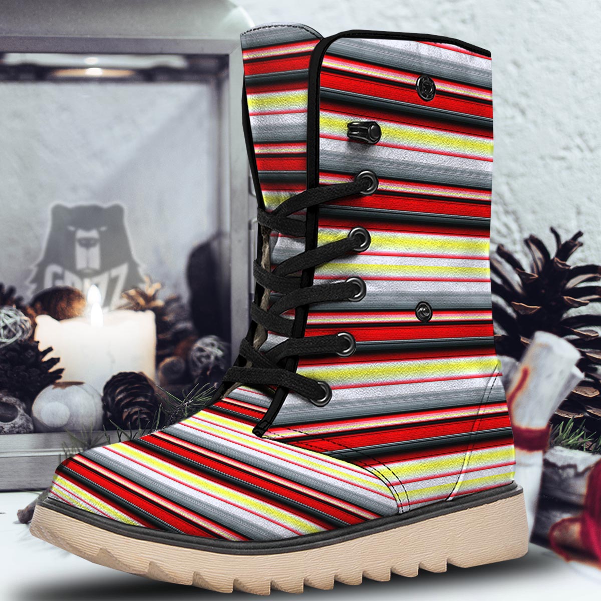 Blanket Stripe Tribal Serape Print Pattern Snow Boots-grizzshop