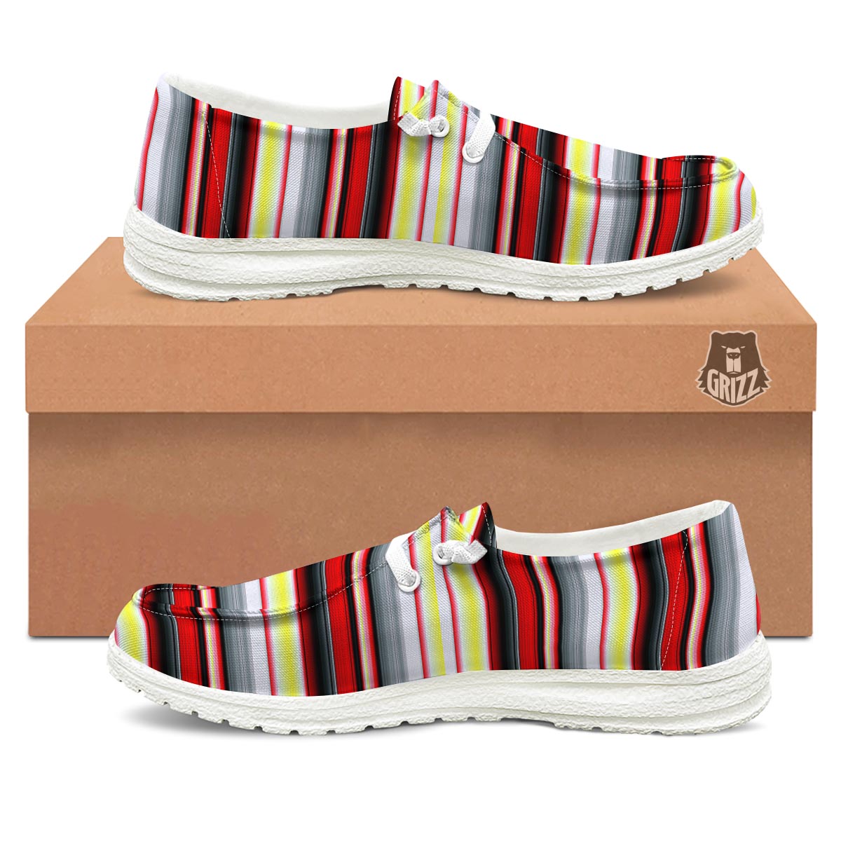 Blanket Stripe Tribal Serape Print Pattern White Loafers-grizzshop