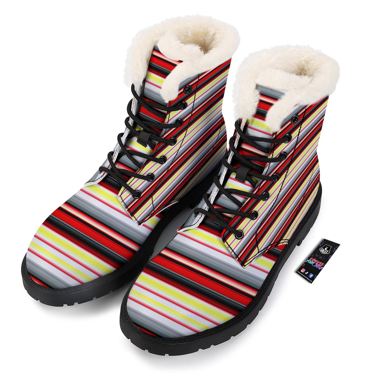 Blanket Stripe Tribal Serape Print Pattern Winter Boots-grizzshop