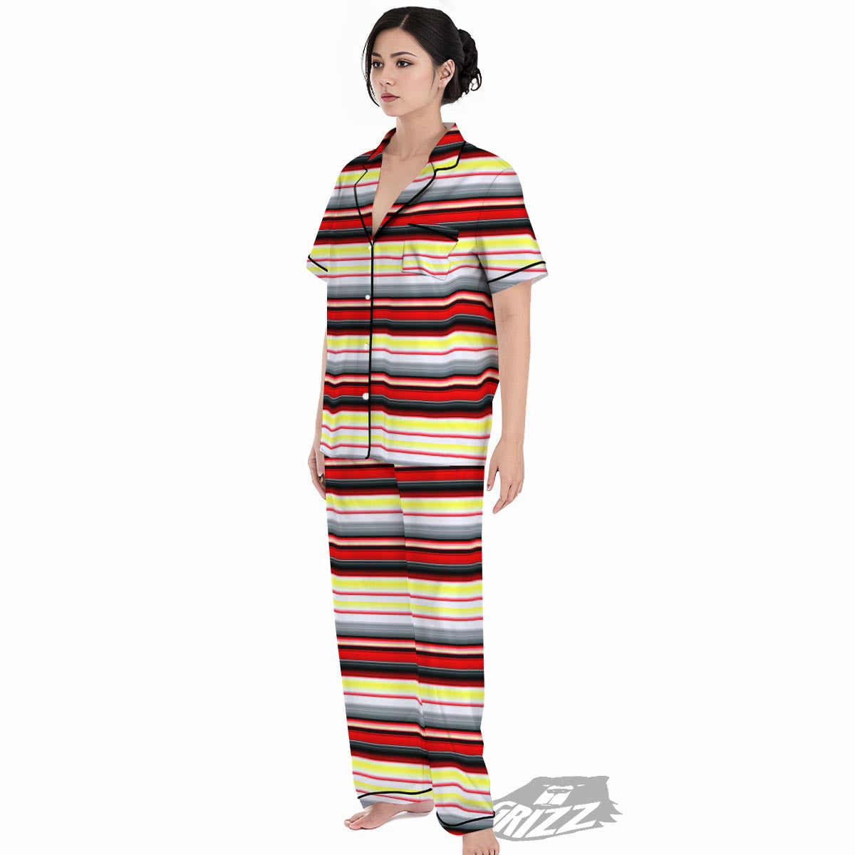 Blanket Stripe Tribal Serape Print Pattern Women's Pajamas Set-grizzshop