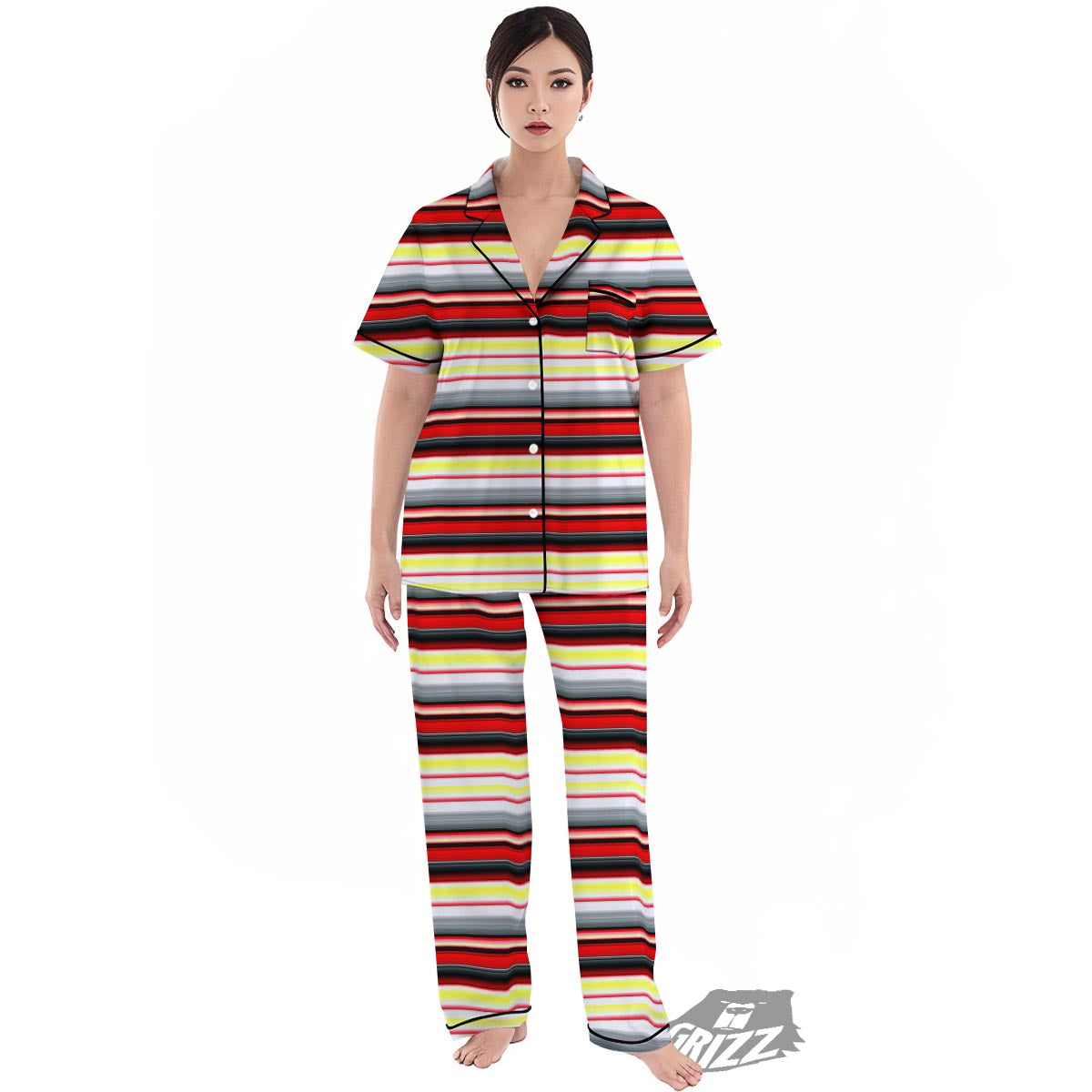Blanket Stripe Tribal Serape Print Pattern Women's Pajamas Set-grizzshop
