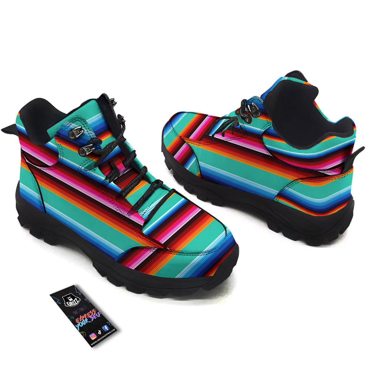 Blanket Stripes Cinco De Mayo Print Hiking Shoes-grizzshop