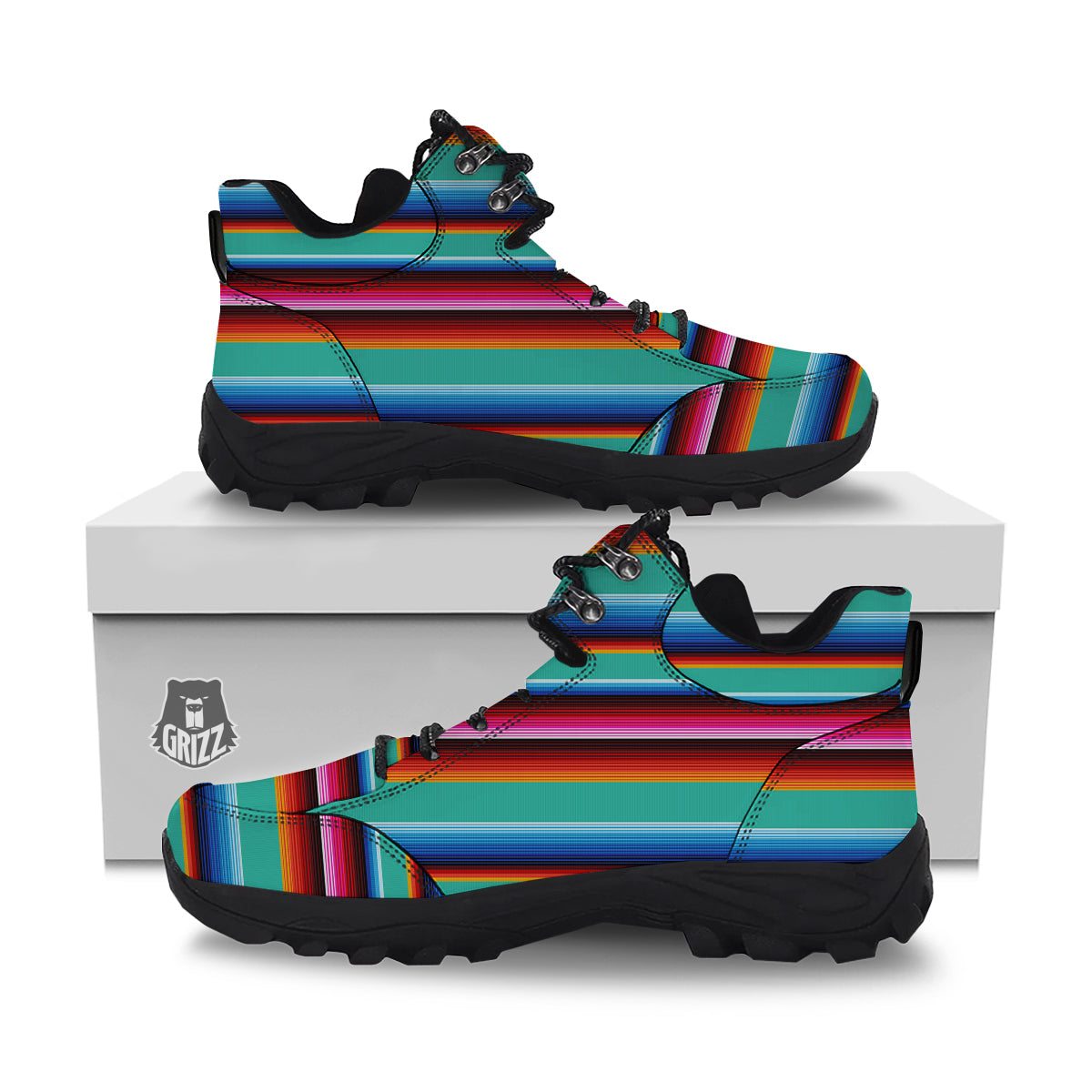 Blanket Stripes Cinco De Mayo Print Hiking Shoes-grizzshop