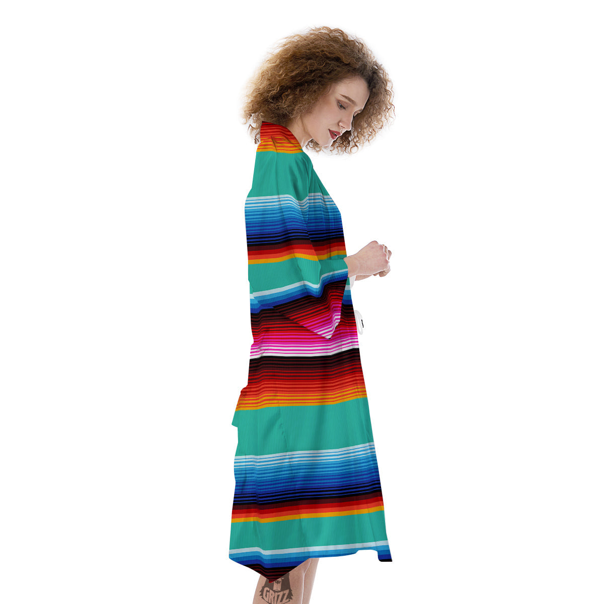 Blanket Stripes Cinco De Mayo Print Kimono-grizzshop