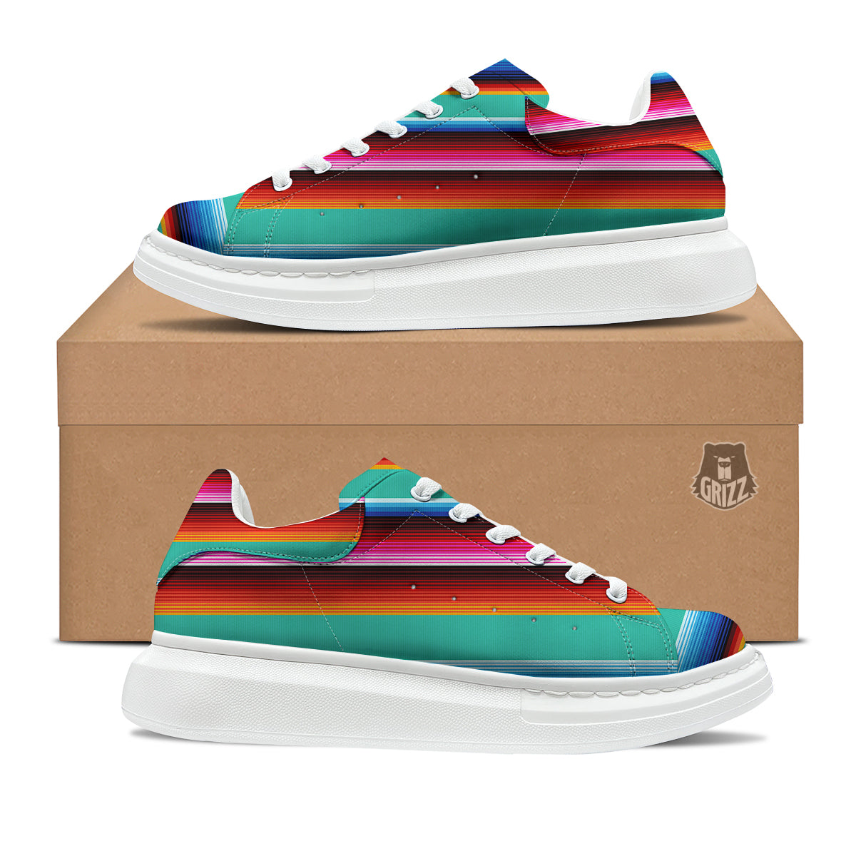 Blanket Stripes Cinco De Mayo Print Platform Shoes-grizzshop