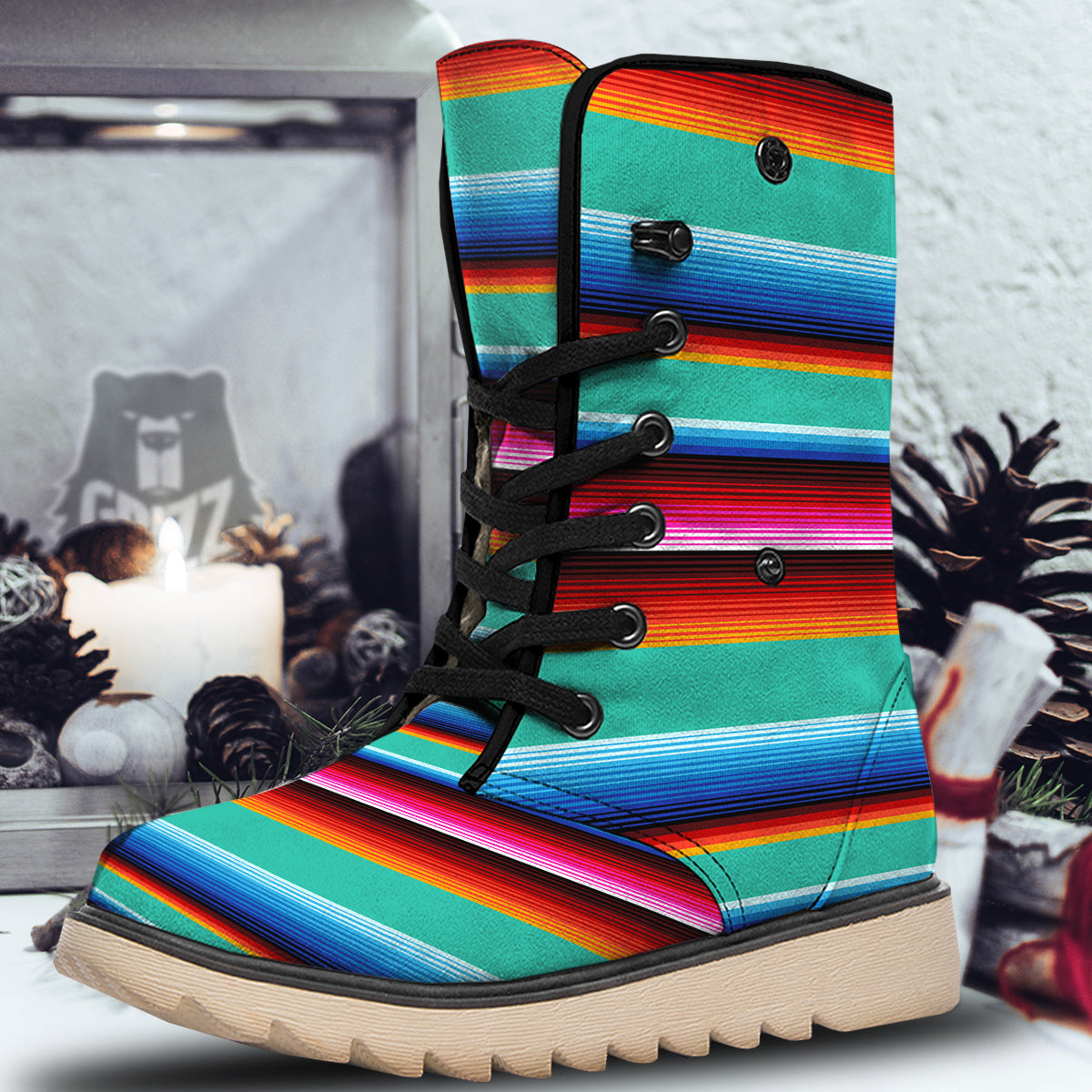 Blanket Stripes Cinco De Mayo Print Snow Boots-grizzshop