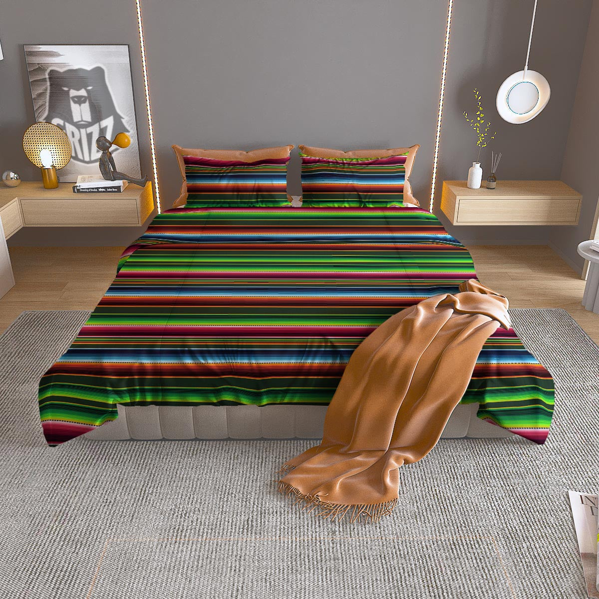 Blanket Tribal Mexican Print Pattern Duvet Cover Bedding Set
