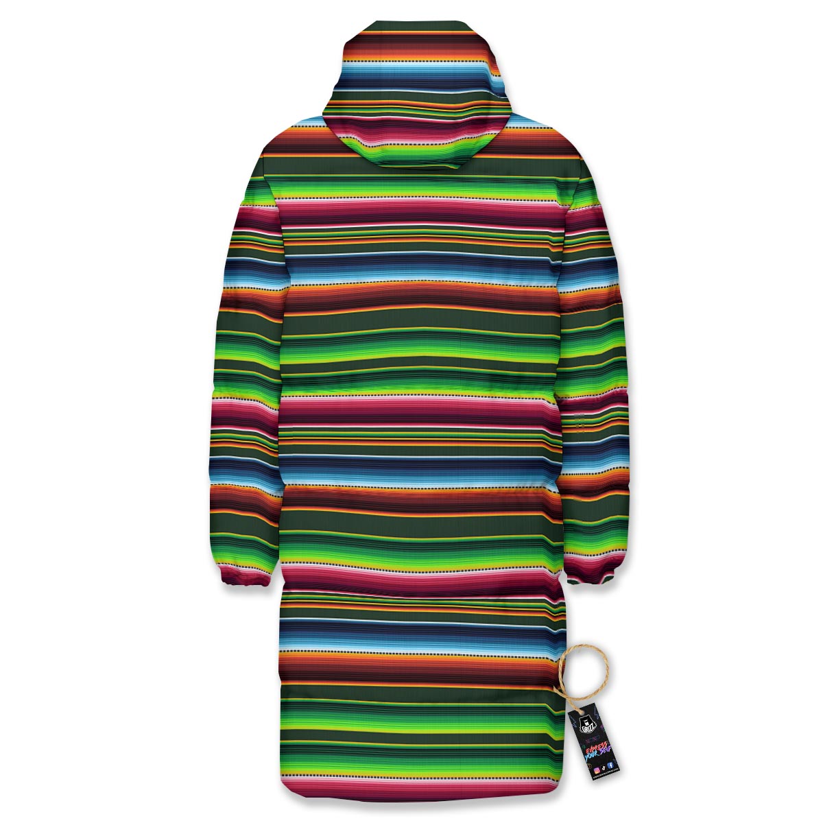 Blanket Tribal Mexican Print Pattern Long Down Jacket-grizzshop