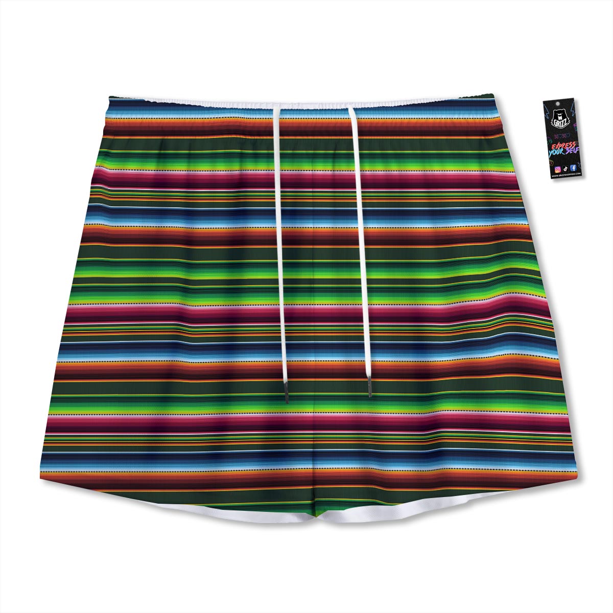Blanket Tribal Mexican Print Pattern Mesh Shorts