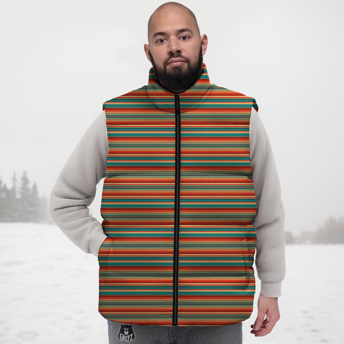 Blanket Tribal Serape Print Pattern Down Vest