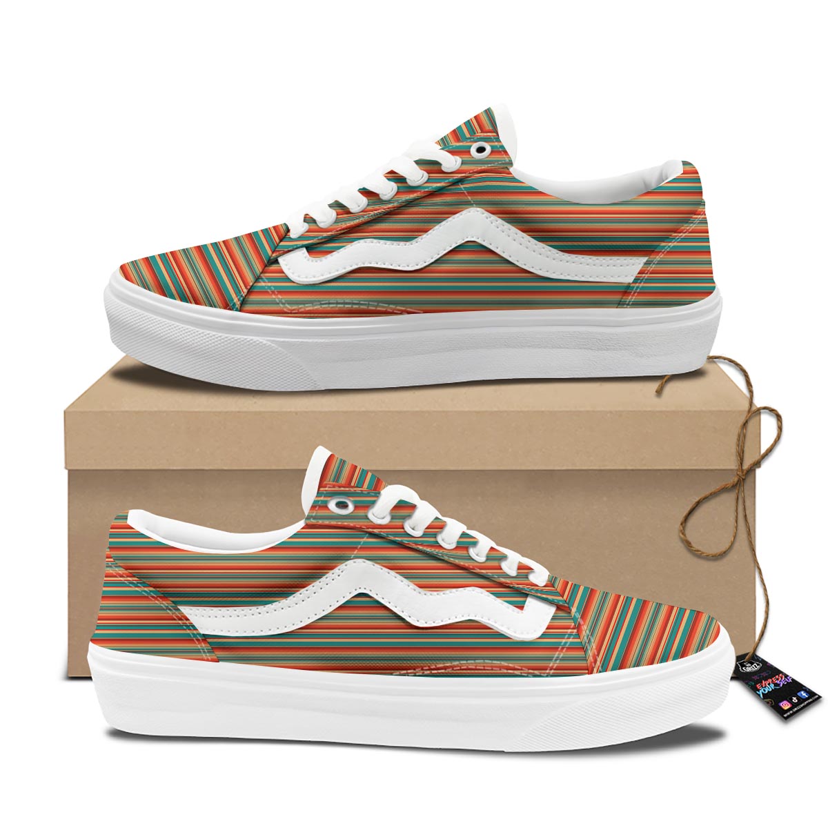 Blanket Tribal Serape Print Pattern Skate Shoes-grizzshop