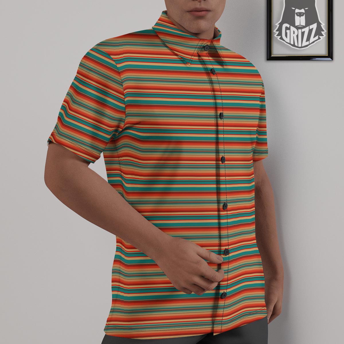 Blanket Tribal Serape Print Pattern Untucked Shirts-grizzshop