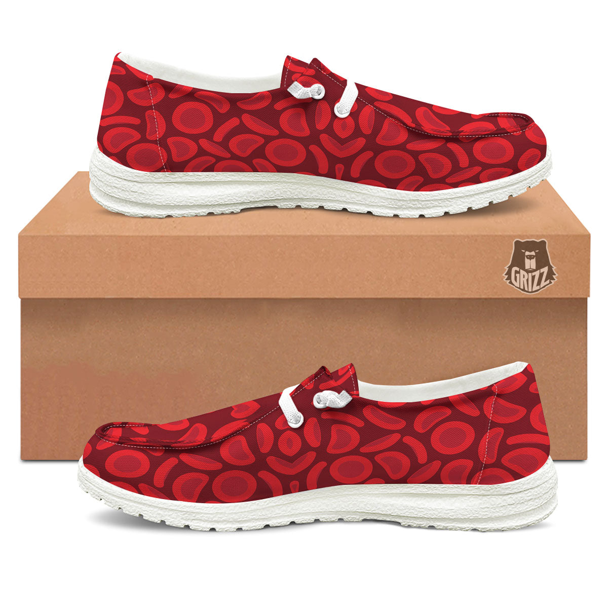 Blood Cells Red Print Pattern Black Loafers-grizzshop