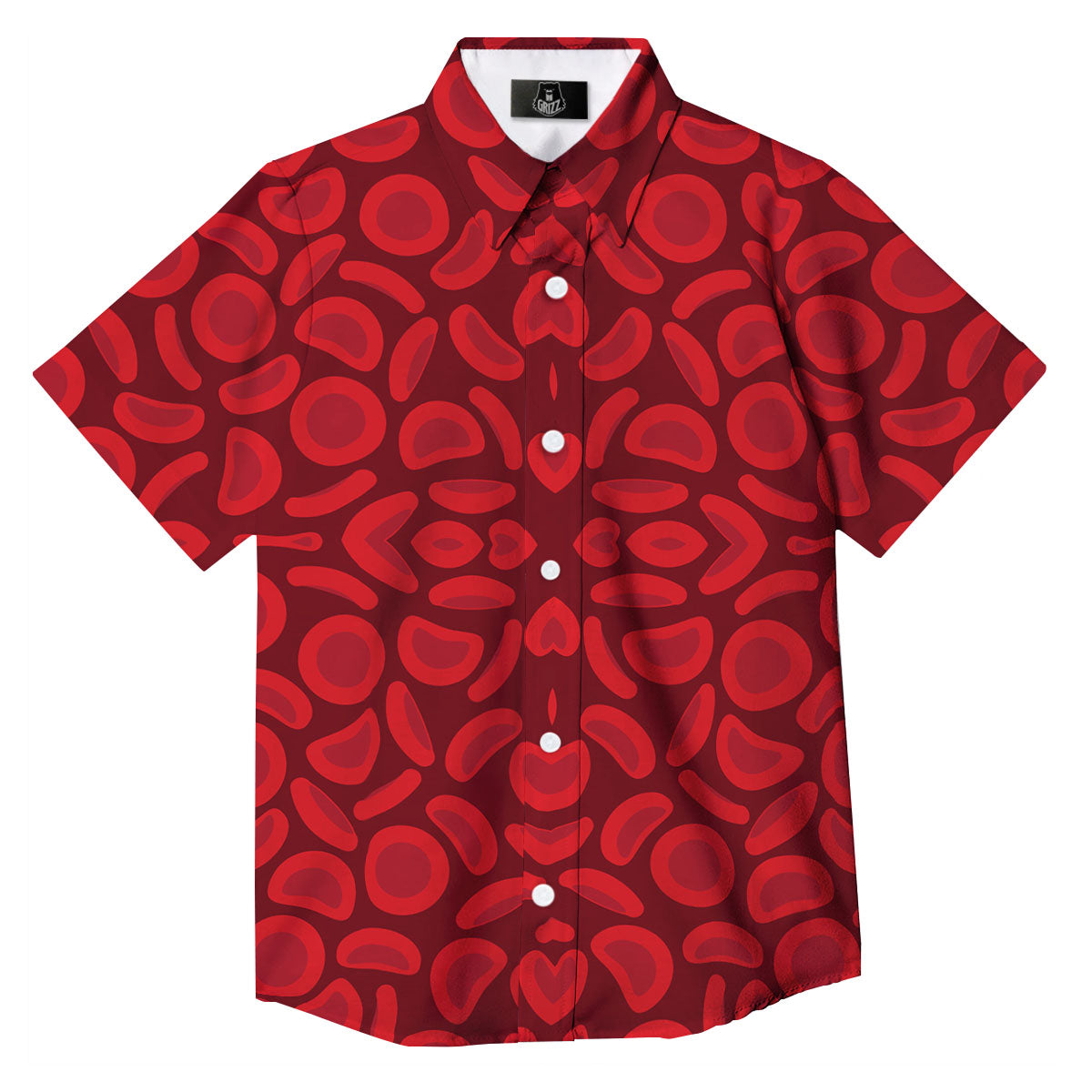 Blood Cells Red Print Pattern Button Up Shirt-grizzshop