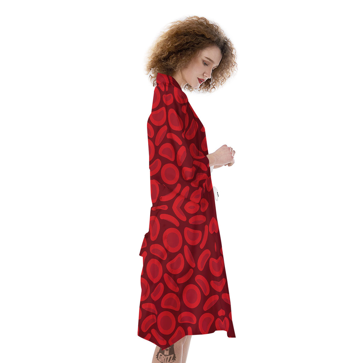 Blood Cells Red Print Pattern Kimono-grizzshop