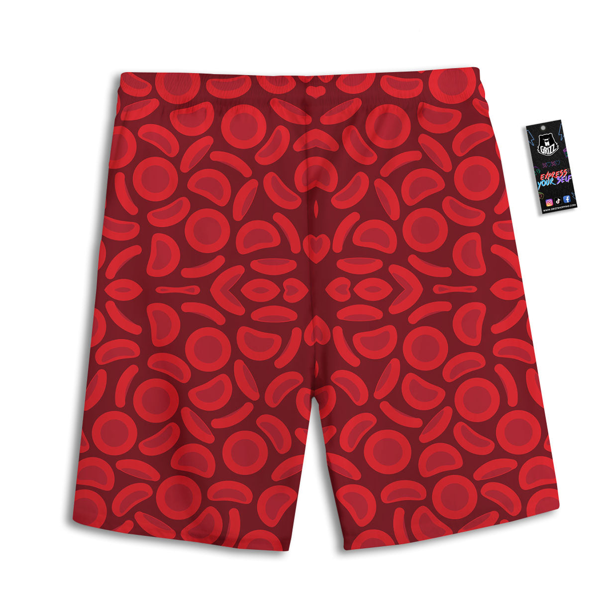 Blood Cells Red Print Pattern Men's Athletic Shorts