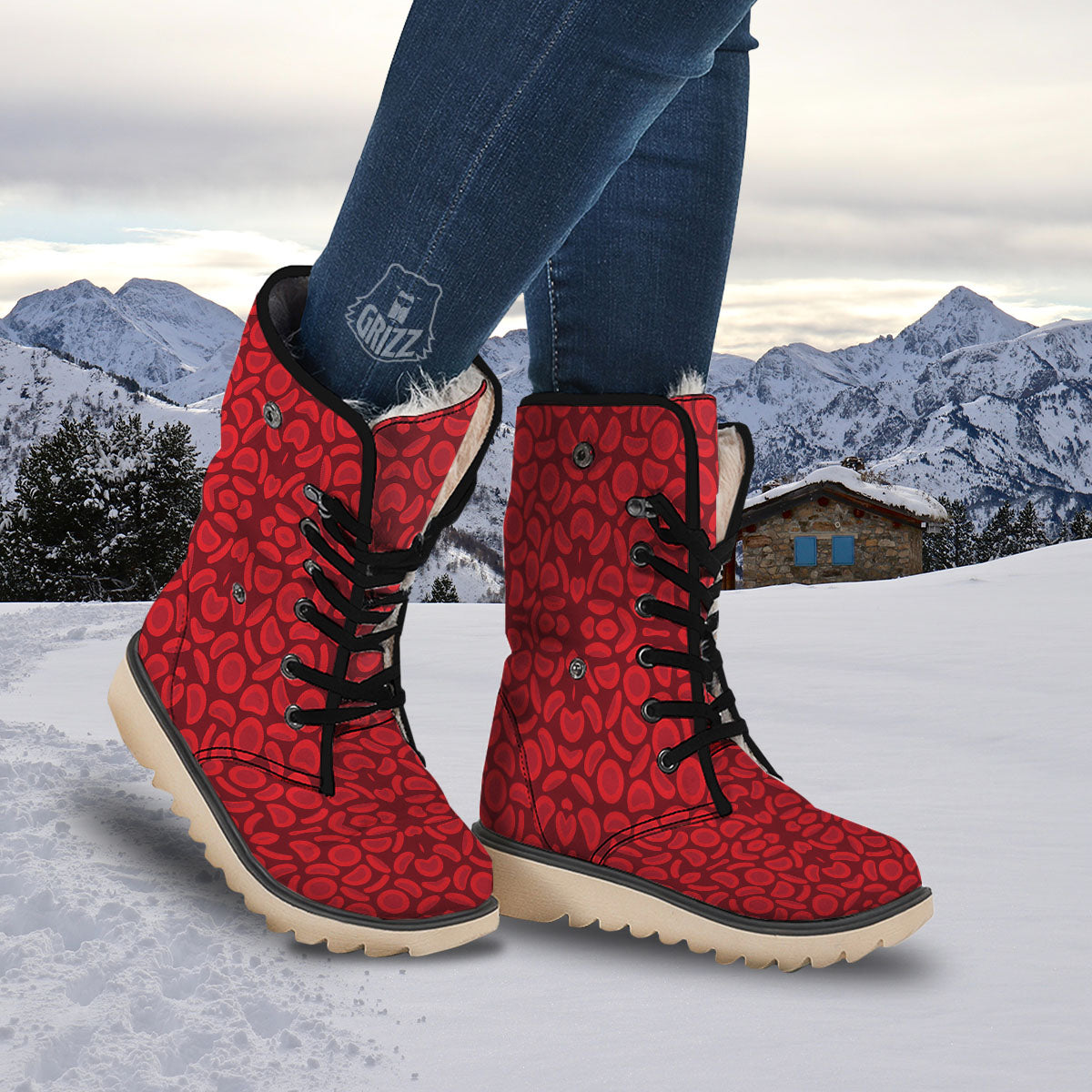 Blood Cells Red Print Pattern Snow Boots-grizzshop