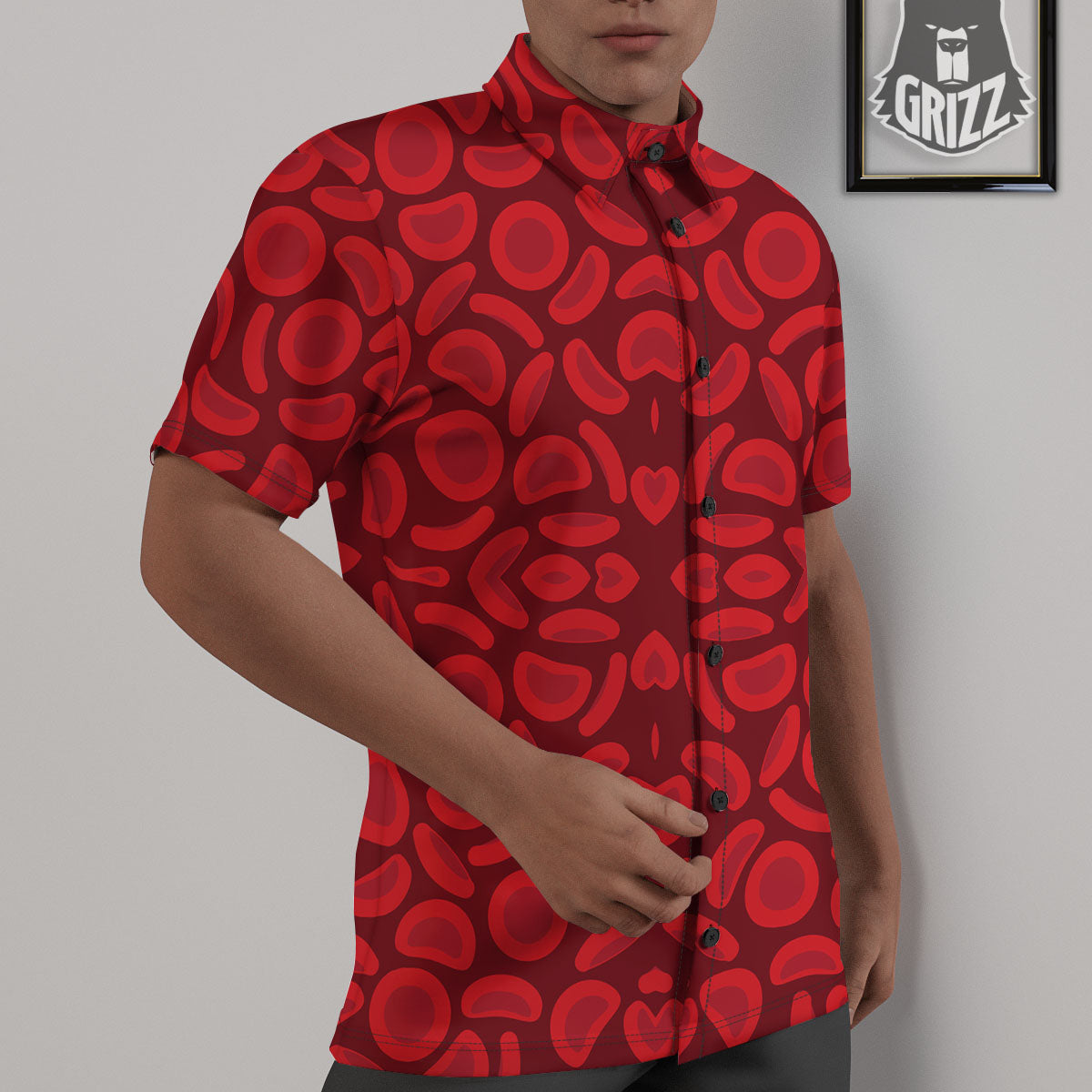 Blood Cells Red Print Pattern Untucked Shirts-grizzshop