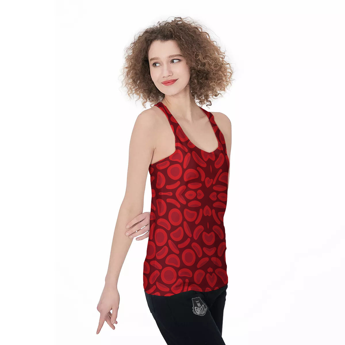 Blood Cells Red Print Pattern Women's Racerback Tank Top-grizzshop