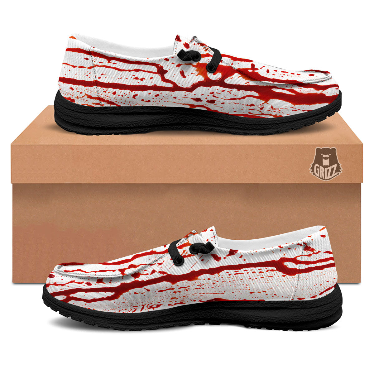 Blood Drip Print Black Loafers-grizzshop