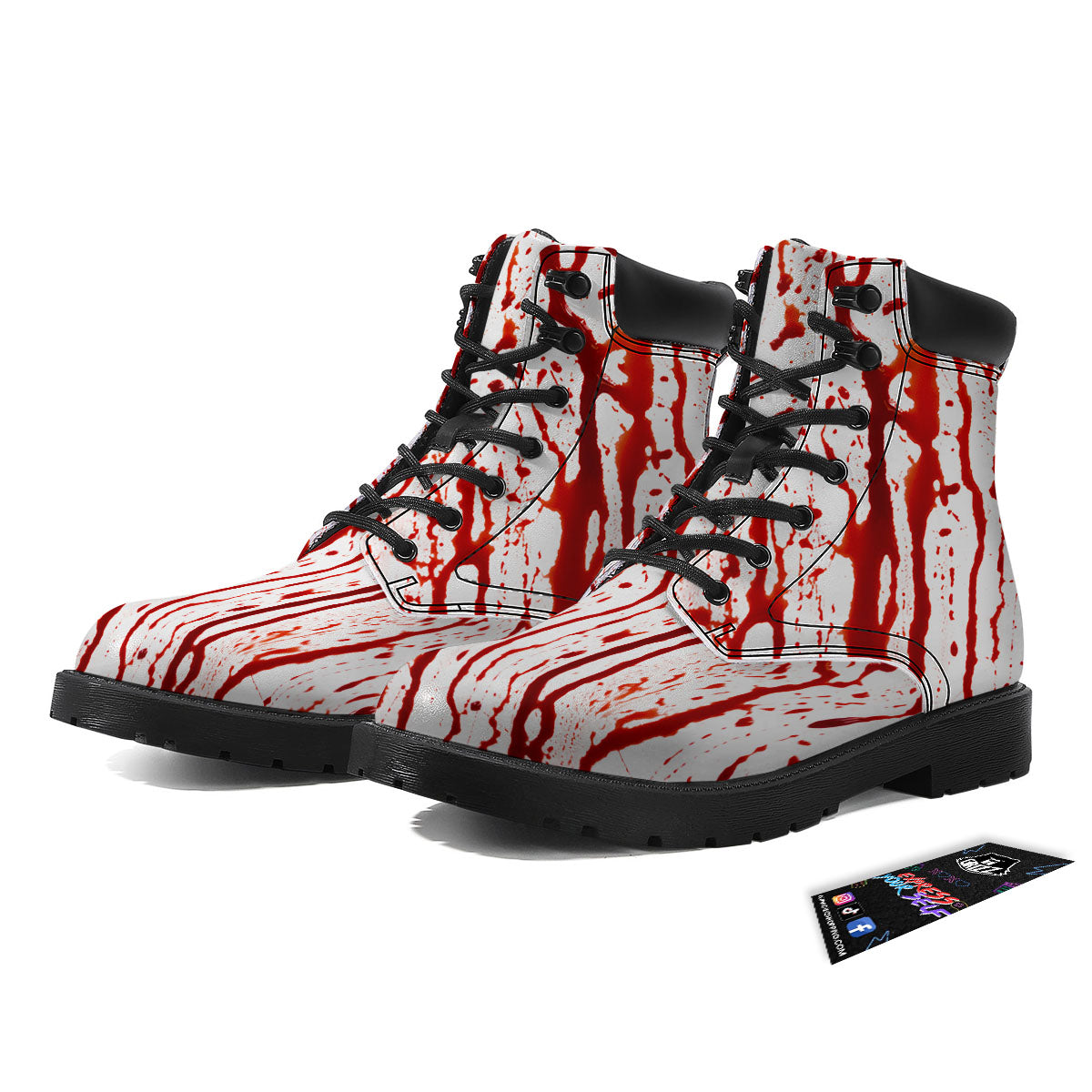 Blood Drip Print Boots-grizzshop