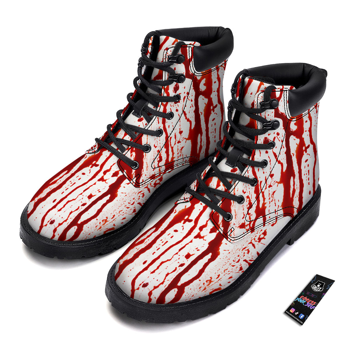 Blood Drip Print Boots-grizzshop