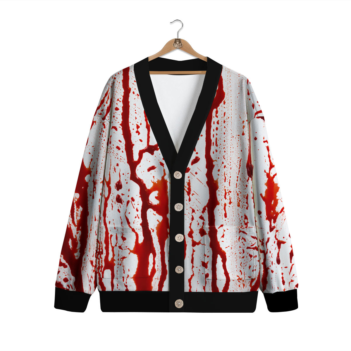 Blood Drip Print Cardigan-grizzshop