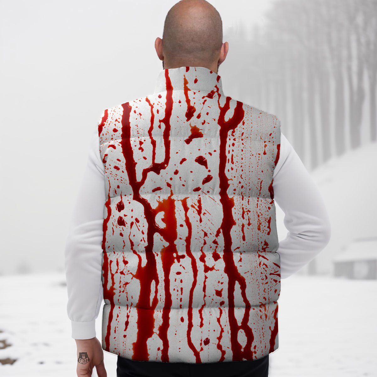 Blood Drip Print Down Vest
