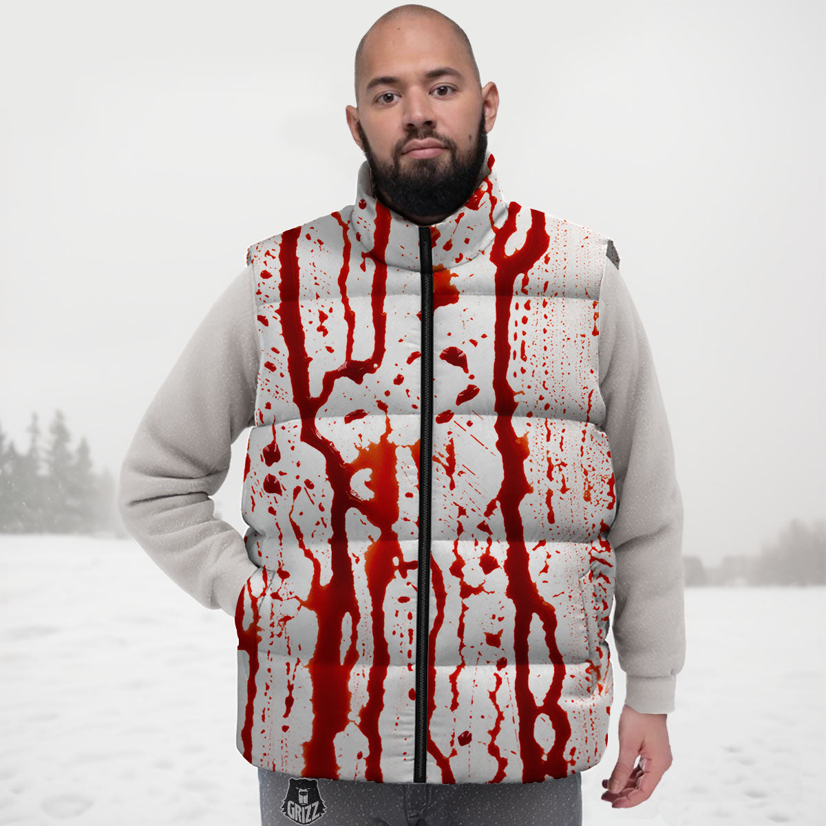 Blood Drip Print Down Vest