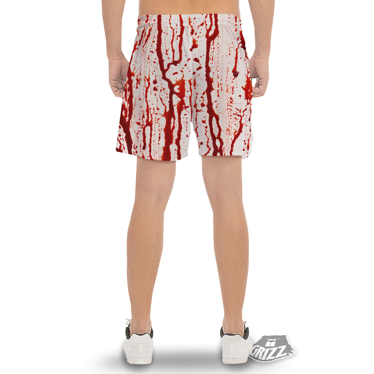 Blood Drip Print Men's Gym Shorts-grizzshop