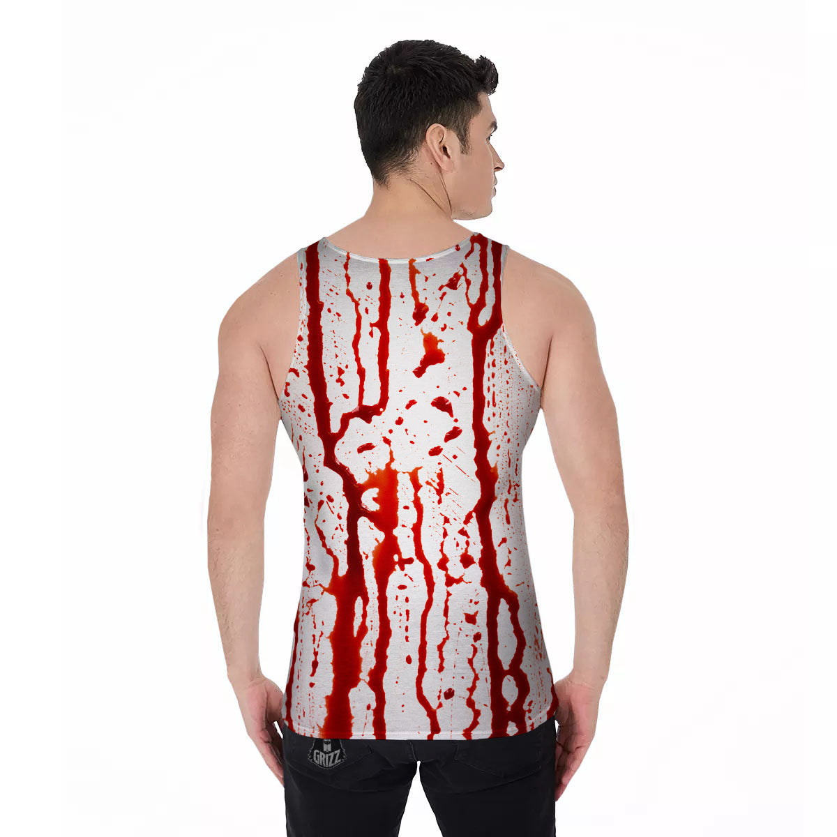 Blood Drip Print Men's Tank Top-grizzshop