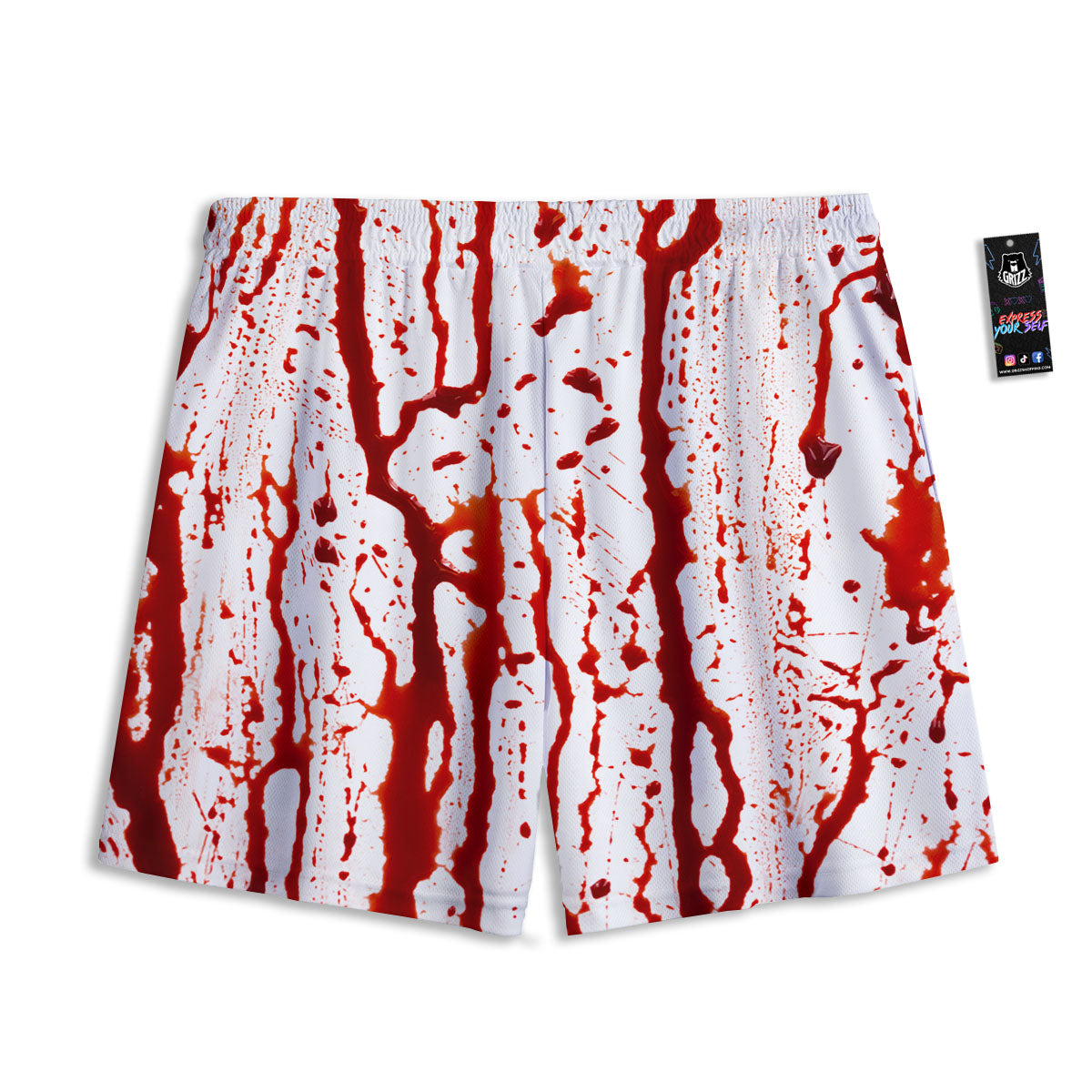 Blood Drip Print Mesh Shorts