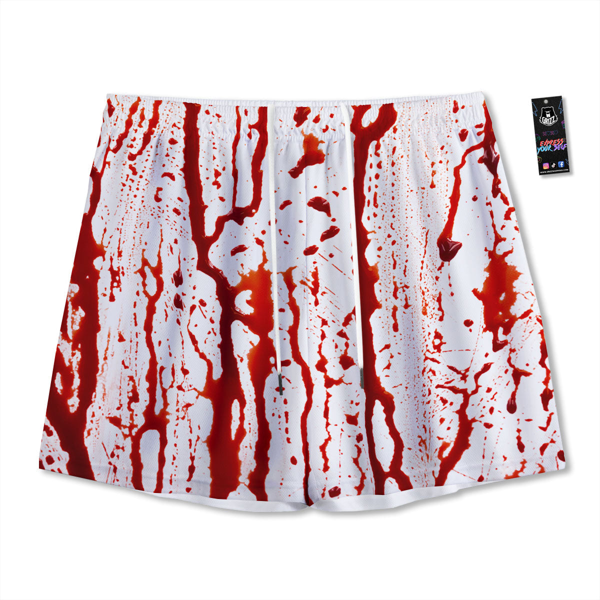 Blood Drip Print Mesh Shorts