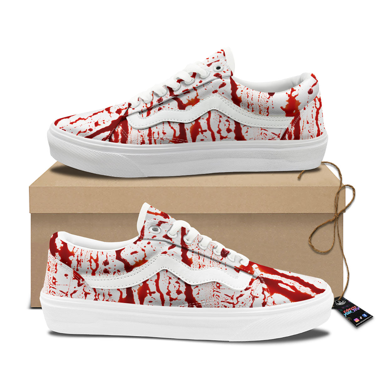 Blood Drip Print Skate Shoes-grizzshop