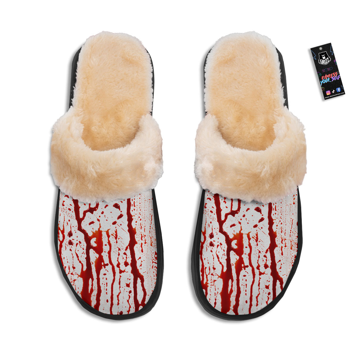 Blood Drip Print Slippers-grizzshop