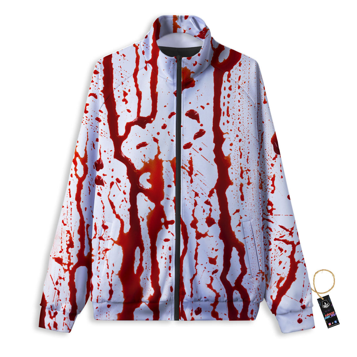 Blood Drip Print Track Jacket-grizzshop